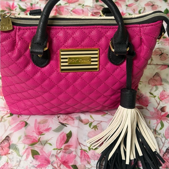 Betsey Johnson Handbags - Betsey Johnson Pink Quilted Satchel with Tassel